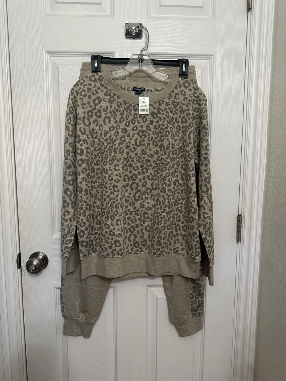 Beige Leopard Print Women's PJ Set